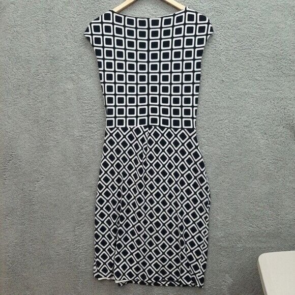 Lauren Ralph Lauren Navy White Geometric Twist Front Jersey Sheath Dress‎ 12 - Picture 7 of 7